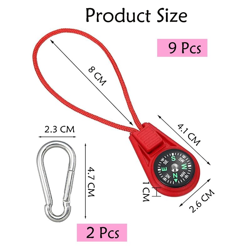 Pack of 9 Children's Compass, Multi Colour Mini Survival Compass,