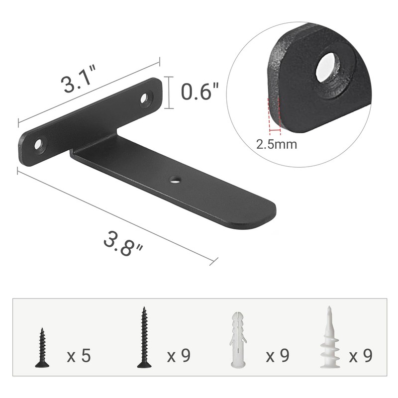 Mkono 4 Pack Shelf Brackets Black Heavy Duty Metal Hidden