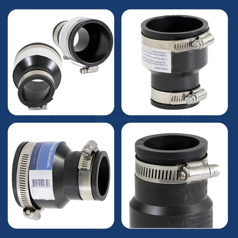 Supply Giant 6I52 Flexible PVC Reducing Coupling with Stainless Steel