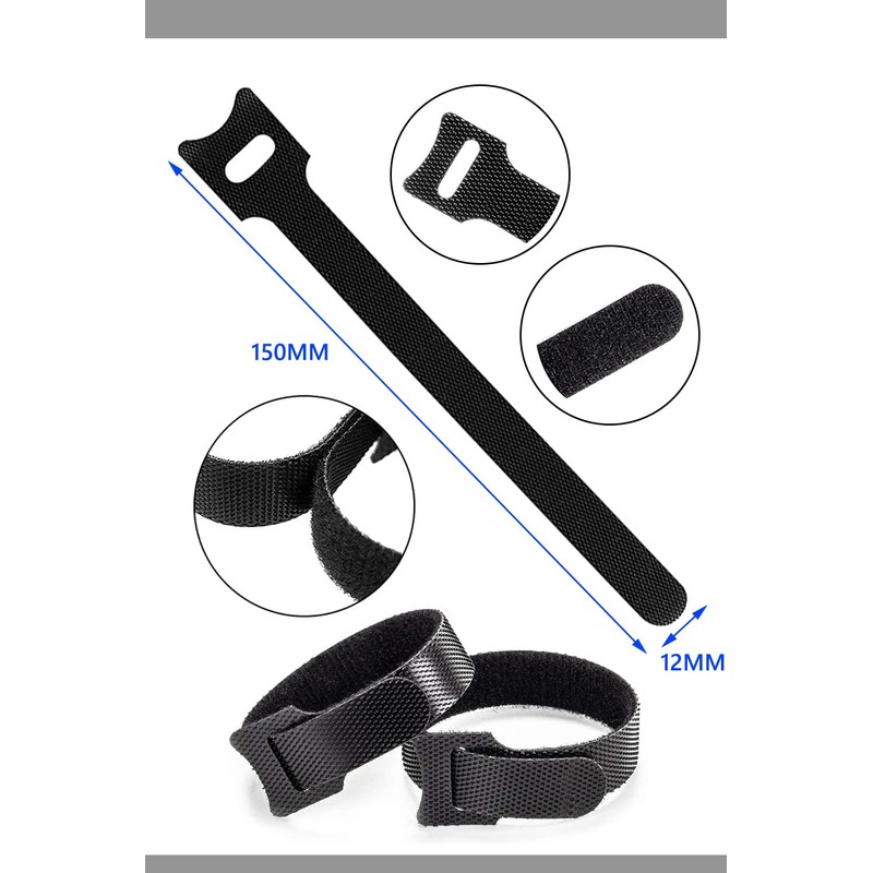 LIKENNY (50 Pieces) Cable Ties Velcro Nylon Storage Band Cord