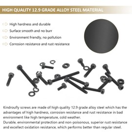 Kindroufly 562 Pieces Black M2.5 x 4/6 /8/10 /12/16 /20mm Hex Socket Head Cap Screws Nuts Washers Assortment Kit, 12.9 Grade Alloy Steel