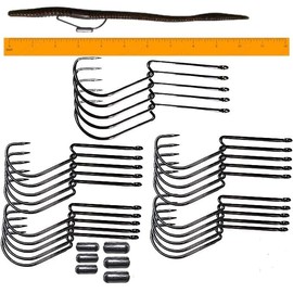 Long Shank Neck EWG Offset Worm Hook Wide Gap Swimbait Weedless Fishing Terminal Tackle (25/PK Long Neck EWG 4/0 Hook & (6) Weights)