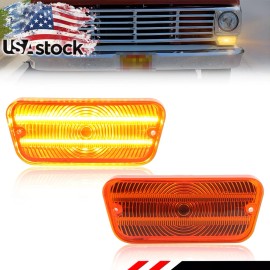OFFKAT 2X Amber LED Front Parking Turn Signal Light Lens For 1967-1971 Ford F-100 Truck