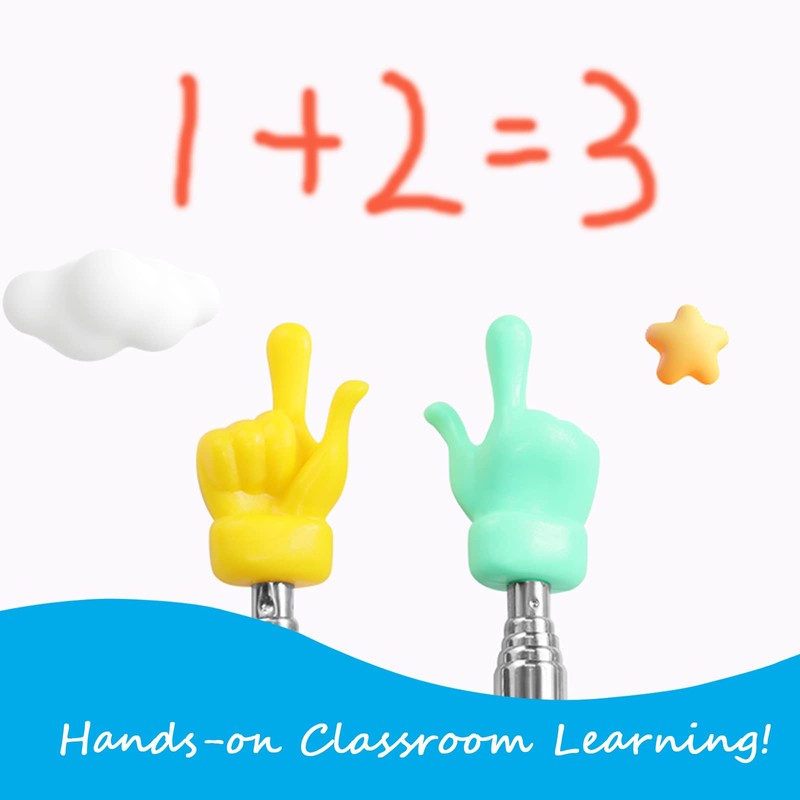 Fingers Telescopic Teachers Pointer,Teaching Pointer Stick for Classroom,Metal Hand Retractable
