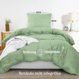 Utopia Bedding Bed Linen 135 x 200 cm Set, Microfibre Duvet Cover 135 x 200 cm + 1 Pillowcase 80 x 80 cm, Sage Green