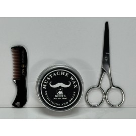 GBS Mustache Wax Fragrance Free 1oz grooming kit comb Scissors Gift Set Man XMAS-3PC
