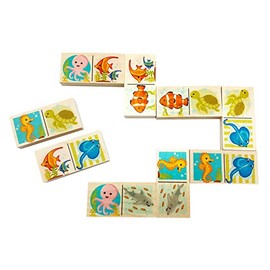 Hess Holzspielzeug 14949 - Domino Spiel aus Holz mit 28 Teilen, Serie Seepferdchen, für Kinder ab 3 Jahren, handgefertigt, Geschenk zum Geburtstag, Weihnachten oder Ostern