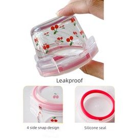 yaocoral 2 Pack 4 OZ Mini Square Glass Food Storage Containers,Small Food Jars Cherry Glass Container with Lids for Sauce,Snack,Yogurt,Dressing,Dip,Dessert,Leakproof,Airtight,Freezer Microwave Safe
