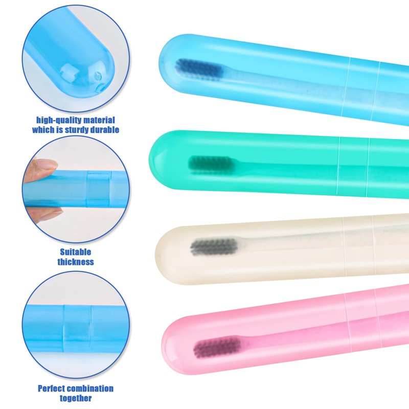 Hooqict 4 Pack Toothbrush Cases Travel Toothbrush Holder Portable Toothbrush