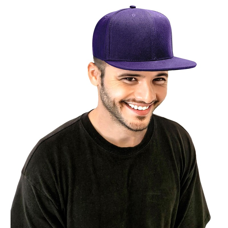 Underground Kulture Plain Flat Peak Snapback Baseball Cap Purple
