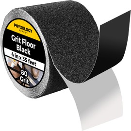 Waterproof Commercial Grade 80 Grit 4" x 35 Foot Black Anti-Slip Swimming Pool Marking Grip Tape. Non-Skid Indoor/Outdoor Safety Adhesive. Durable High Traction Non-Slip Tread for Stairs and Ramps.