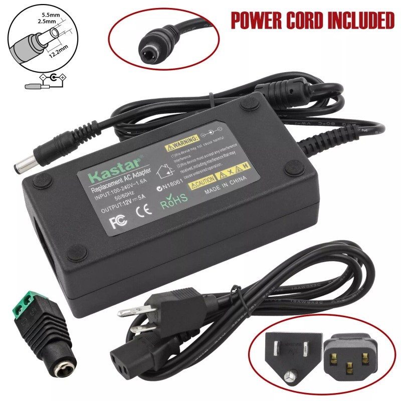 Kastar 12V 5A 60W AC Power Supply Adapter For 3528