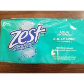 ZEST SOAP BARS 3.2 oz AQUA SCENT REVITALIZING HAND SOAP (SIX BARS) HOME/USA MADE