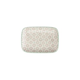 Large Rectangular Soap Dish Tray Taditional/Blue Ceramic with Holes for Water Drainage 13.5 x 9.5 x 2 cm