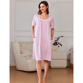 Ekouaer Women Zipper Robe Short Sleeves House Coat Zipper Front Bathrobe Sleepwear with Pockets Housecoat Nightgown