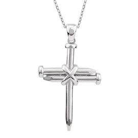Sterling Silver Cross Necklace For Men & Women - 925 Sterling Silver Three Nail Cross Necklace With 24" Stainless Steel Chain & Plush Velvet Box - Elegant Silver Cross Pendant For Men & Women