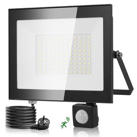 wowspeed 100 Watt LED Outdoor Spotlight with Motion Sensor 10000 lm Outdoor Light Cool White Spotlight with Plug Floodlight Outdoor Spotlight IP67 Waterproof Floodlight 1.2 m Cable for Garden