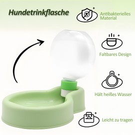 350ml Hundetrinkflasche, Antibakterielle Tragbare Trinkflasche Dog für Unterwegs, Hunde Wasserflasche mit Umhängeband, Auslaufsicher Trinknapf, Grün Reise Wassernapf für Hund Katze (V, 1)