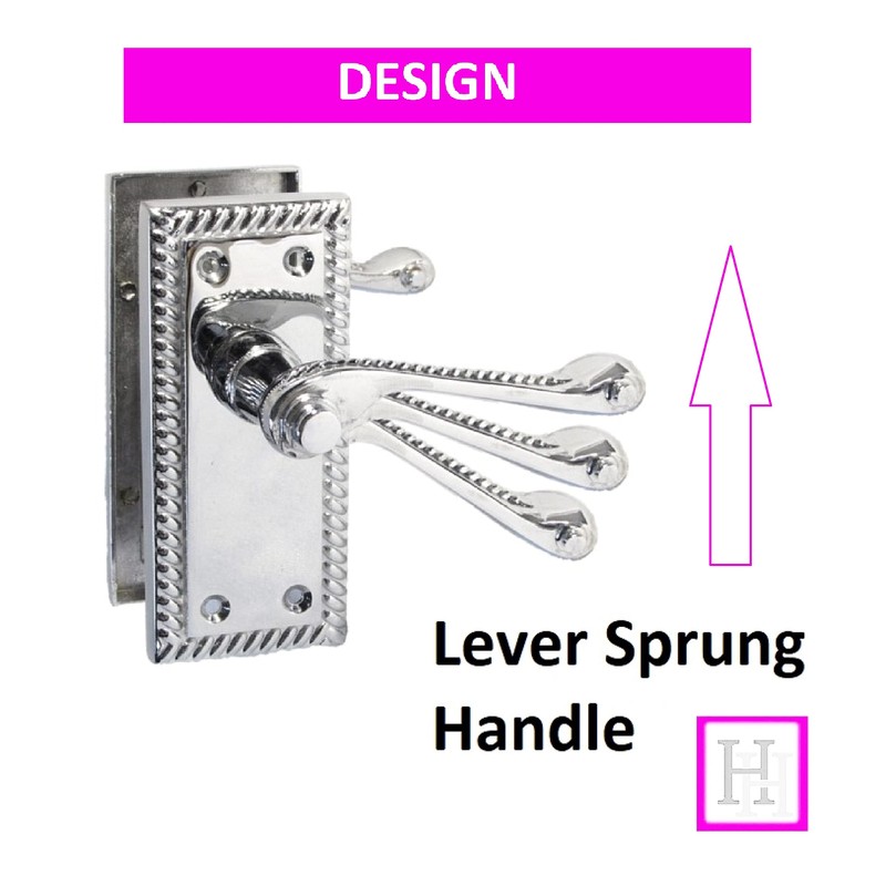 Haven Heritage Door Handle Polished Chrome Georgian Scroll Style Latch