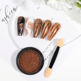 Artdone Chrome Nail Powder, Copper Iridescent Aurora Powder Metallic Mirror Effect Pigment Pearlescent Mermaid Pigment Pearl Glitter Dust Kit, Nail Art Decoration, Resin Craft