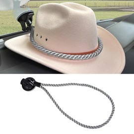 Hirificing Cowboy Hat Holder Mounts for Truck Car, Vehicle Hard Hat Storage Rack Hanger for Dashboard Wall Seat Windshield with Suction Cup and Handmade Rope to Fix & Keep Hat Shape (Gray)