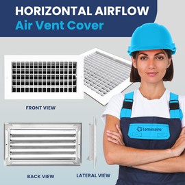 12" x 8" Duct Hole Aluminum Single Deflection Adjustable Air Supply Register with Multi-Shutter Damper - High Airflow HVAC Wall Vent Cover, Ceiling Register, Return Cold Air Grille - 13.6" x 9.6" Face