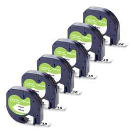 Labelwell 6 x Compatible with DYMO LetraTag 12 mm x 4 m Label Tape, Black on White Labelling Paper for Dymo Letratag XR LT-100H LT-100H 200b Label Printer, 91220 91200 Label Tape