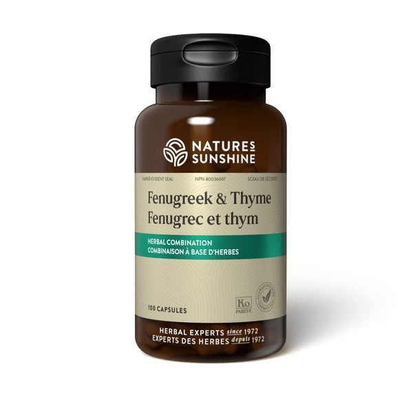 Nature's Sunshine Fenugreek & Thyme, 100 Capsules, Kosher | Supports the Respiratory System and Helps Soothe Mucous Membranes