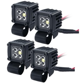 MORFUM RC Car LED Lights Headlights Headlamp Square Lens Spotlight 4PCS Compatible with 1/10 RC Crawler Car TRX4 TRX6 Axial SCX10 90046 RR10 D90 Upgrades Parts (C-4 Holes)