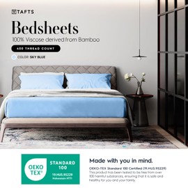 Tafts 100% Viscose derived from Bamboo Sheets Twin Size Bed Sheet Set, 17 Inch Deep Pockets, Luxuriously Soft, Silky, Cooling Sheets, Double Stitched, Lifetime Quality Promise (Aqua)