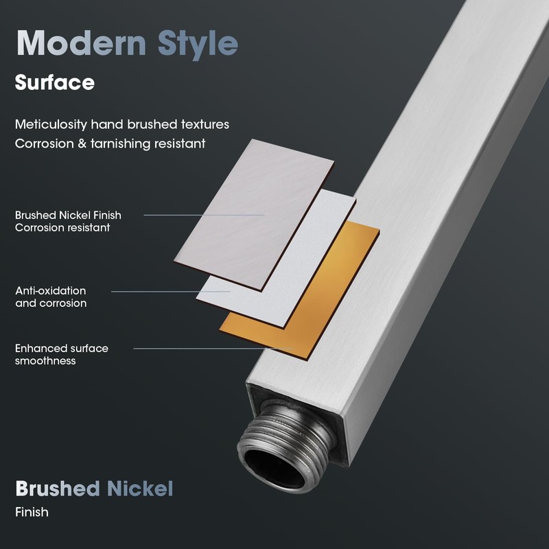 Clovermap Ceiling Mounted Shower Arm, 6 inch Square Extension Arm