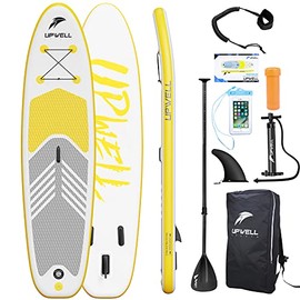 UPWELL Inflatable Paddle Board Adults Sup - Stand Up Blow Up Kids Non-Slip Deck 3 Piece Easy Eddy Modular Pump Accessories Surf Wide Waterproof Bag Hard Shell Youth Adults Leash Kayaks Yellow