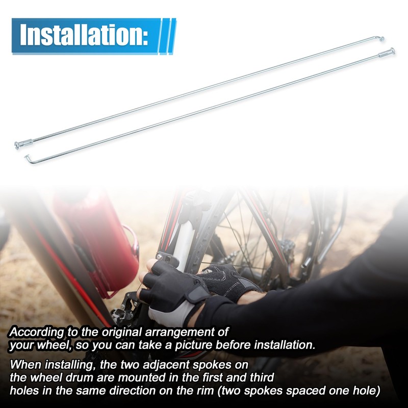 X AUTOHAUX 24pcs 13G J Bend Bike Galvanized Spokes 11.34"