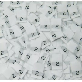 Sean Label 250 PCS WHITE WOMEN TAFFETA WOVEN CLOTHING NUMBER SIZE TAG LABELS - SIZE 2 - TWO