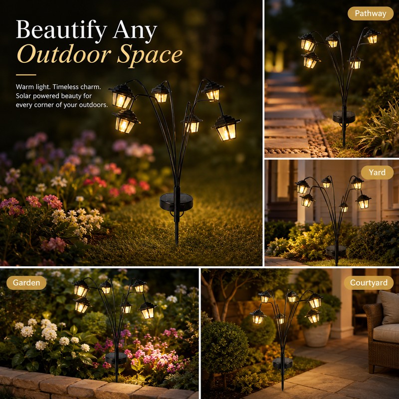 Solar Hanging Lanterns for Outdoor Decor – 4-Pack Warm White