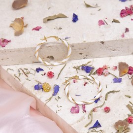 Tuscany Silver Sterling Silver Rhodium Plated or Gold Plated 31mm Enamel Large Twist Hoop Earrings, Silver