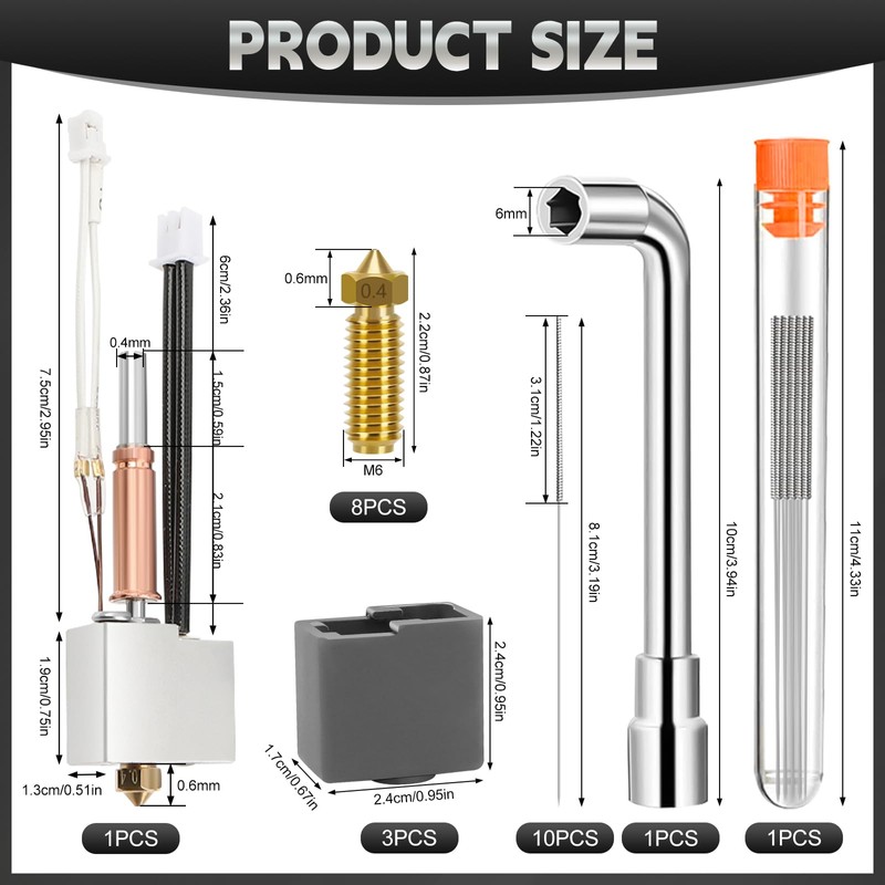 ANYCUBIC Kobra 3 Hotend, 22pcs 3D Printing Extruder Hotend Kit,Kobra