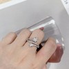 Sparkling Double Open Adjustable Ring For Women Cubic Plated Layered