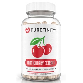 PUREFINITY Tart Cherry Capsules – Uric Acid Flush & Cleanse to Support Joint & Muscle Comfort with 3000 mg Raw Extract, Non-GMO, Gluten Free, Vegan – 180 Count (6 Month Supply)
