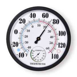 Indoor Outdoor Thermometer Large Waterproof Wall Patio Weather Thermometer No Battery Required Hanging Decor (White)