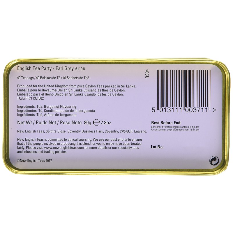 New English Teas Party Earl Grey Teabag Tin