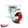 Swivel Caster with Top Lock Brake and 3.5 Inch Red