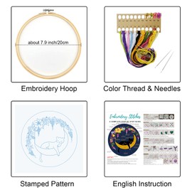 Louise Maelys Animal Embroidery Kits for Beginners with Highland Cow Pattern,Adults Starter Cross Stitch Kit DIY Needlepoint Kits