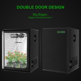 MELONFARM 2x2 Grow Tent, 24"x24"x32" Grow Tent, Double Transparent Viewing Door Indoor Grow Tent, Growing Tent with High Reflective Mylar & Floor Tray, Plant Tent for Indoor Hydroponics Growing