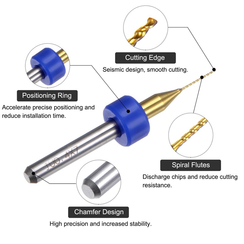 sourcing map 10pcs PCB Drill Bits 1/8" Shank 0.4mm Titanium