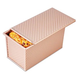 nuumee Non-Stick Carbon Steel Loaf Pan with Sliding Lid / Toast Baking Pan with Ventilated Holes for Fast Baking/Baking