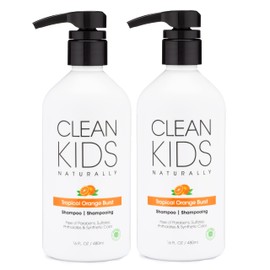 Clean Kids Naturally Tropical Orange Burst Shampoo, All-Natural, Gluten-free, Vegan, and Cruelty-free, Paraben-Free, 16 oz (2 Bottles)