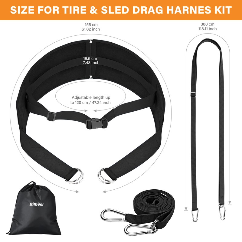 Bilbear Sled Pulling Belt,Adjustable Sled Training Waist Belt,Belt for Pulling,Weight