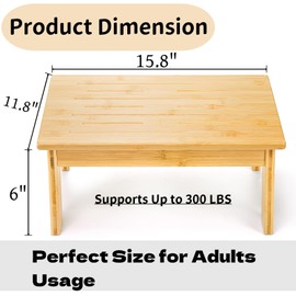 Tlence 6" High Bamboo Step Stool, 300 Lbs Capacity Bedside Stepping Stool, Non Slip Potty Training Stool for Adults, Safety Wooden Foot Stool for Bathroom Bedroom Garden Kitchen, Easy Assembly