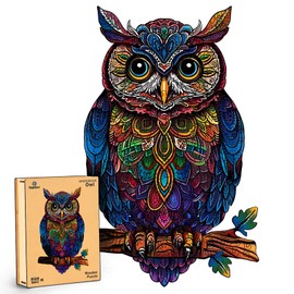 Wooden Puzzles for Adults, Unique Shaped Animal Jigsaw Puzzles, Owl Wood Puzzles Adult, Birthday Gifts for Adult and Kids, 200 Piece 11.14"×7.28"